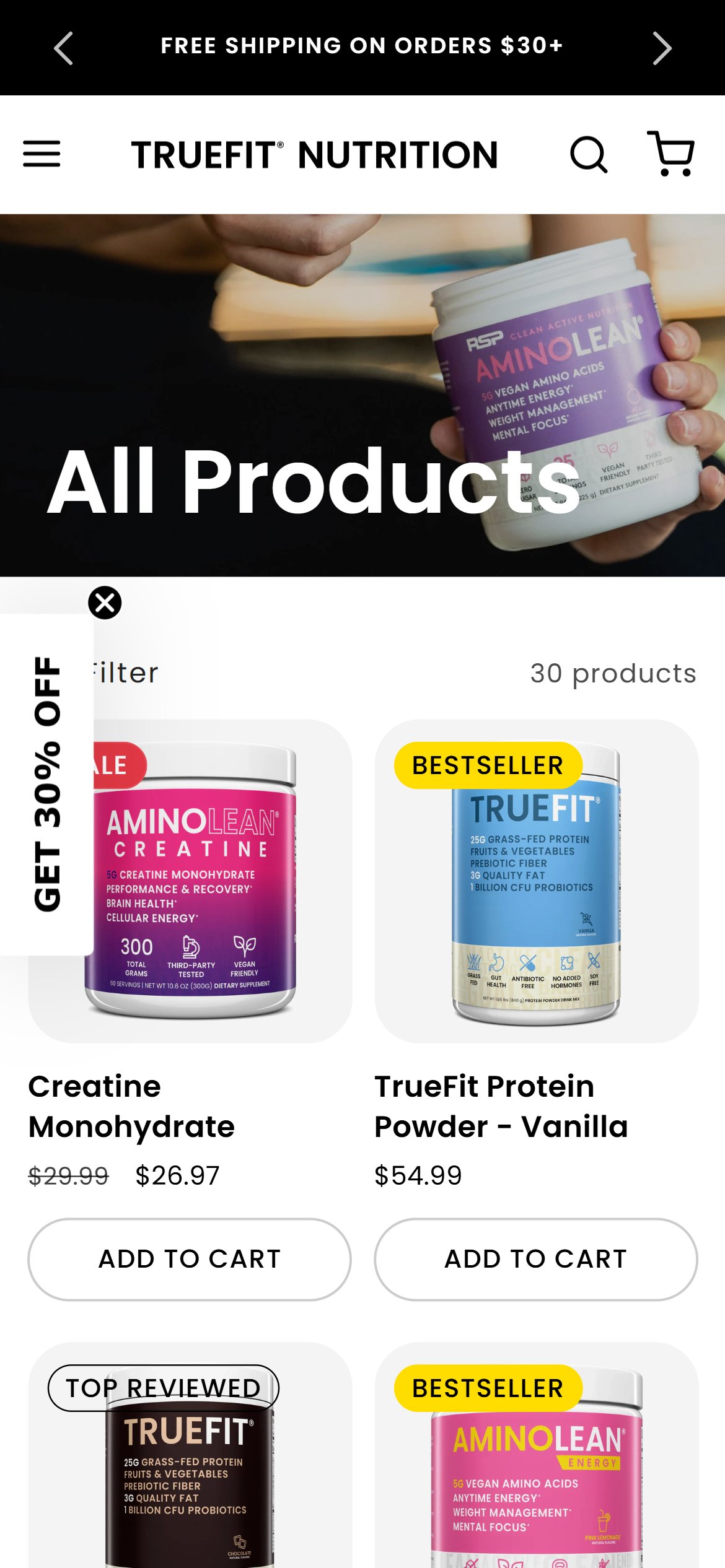 RSP Nutrition — Mobile