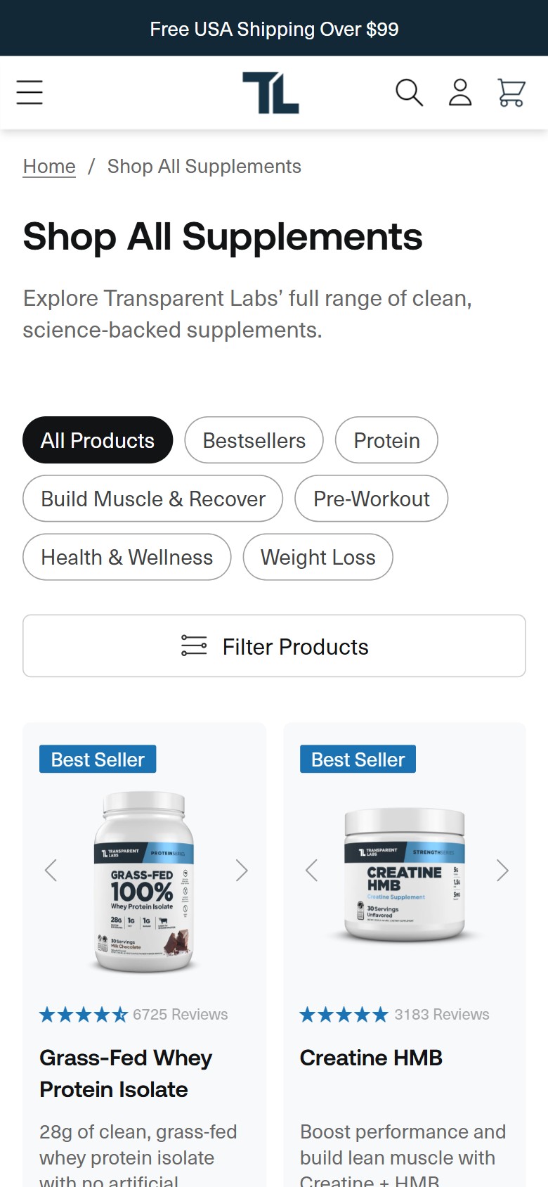 Transparent Labs — Mobile
